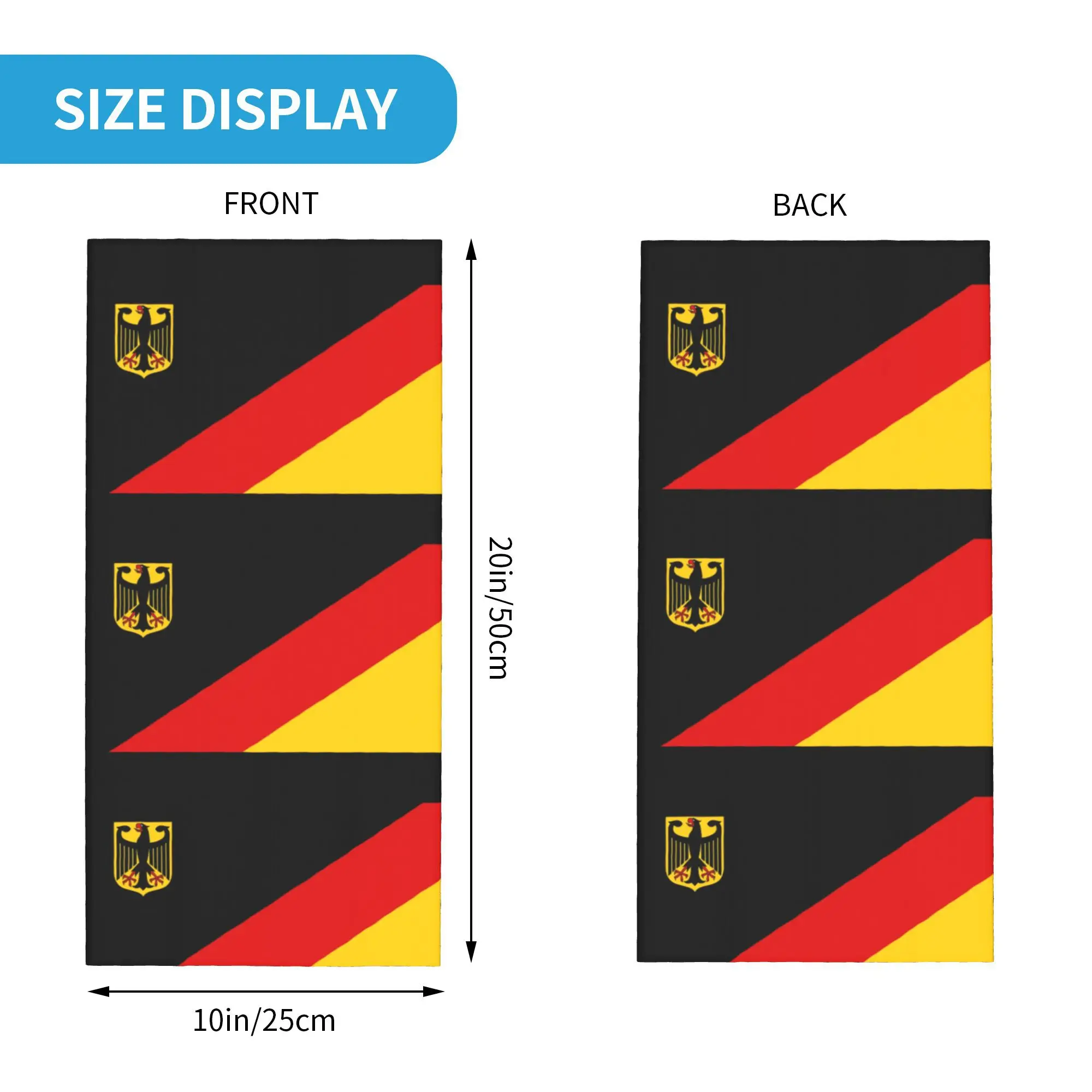 Custom German Flag Bandana Neck Gaiter UV Protection Face Scarf Cover Women Men Coat of Arms of Germany Headband Tube Balaclava