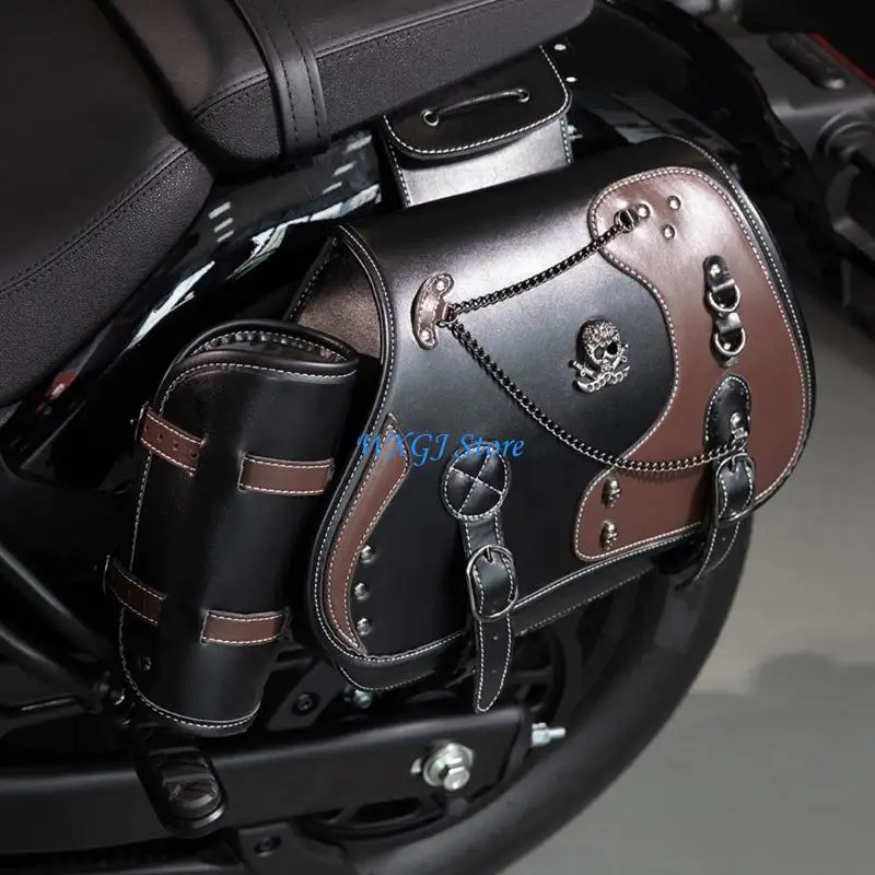 

37JE Motorcycle Tool Bag Travel Luggage Storage Bag Universal Side Bag Saddlebag Motorbike Retro Punk Saddlebag