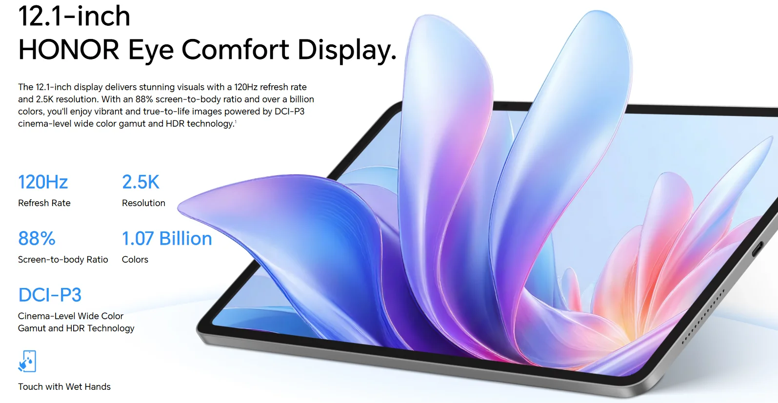 HONOR Pad 10,EU Version Android WIFI Tablet, 8GB+256GB, 10100mAh Battery,12.1-inch 120Hz 2.5K Display,Snapdragon 7 Gen 3