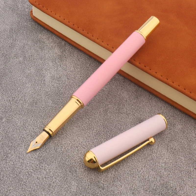 Office Metal Fountain Pen Matte PINK Gift Dragon Golden Stationery School Supplies Writing