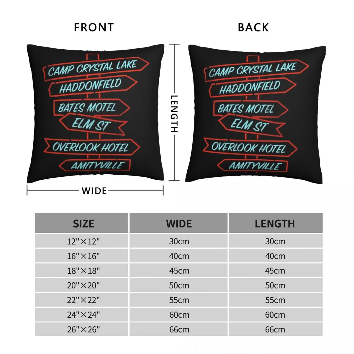 Horror Movie Location Signs Pillowcase Polyester Linen Velvet Printed Zip Decorative Room Cushion Cover