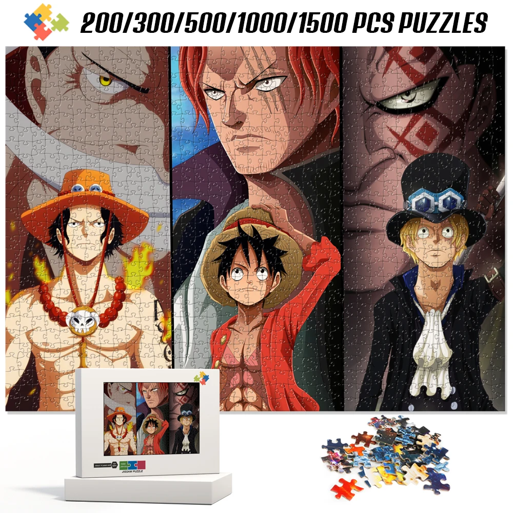 One Piece Cartoon Jigsaw Puzzle Game 200/300/500/1000/1500 Pieces Multi-Specification Jigsaw Puzzles for Children/adults Gift