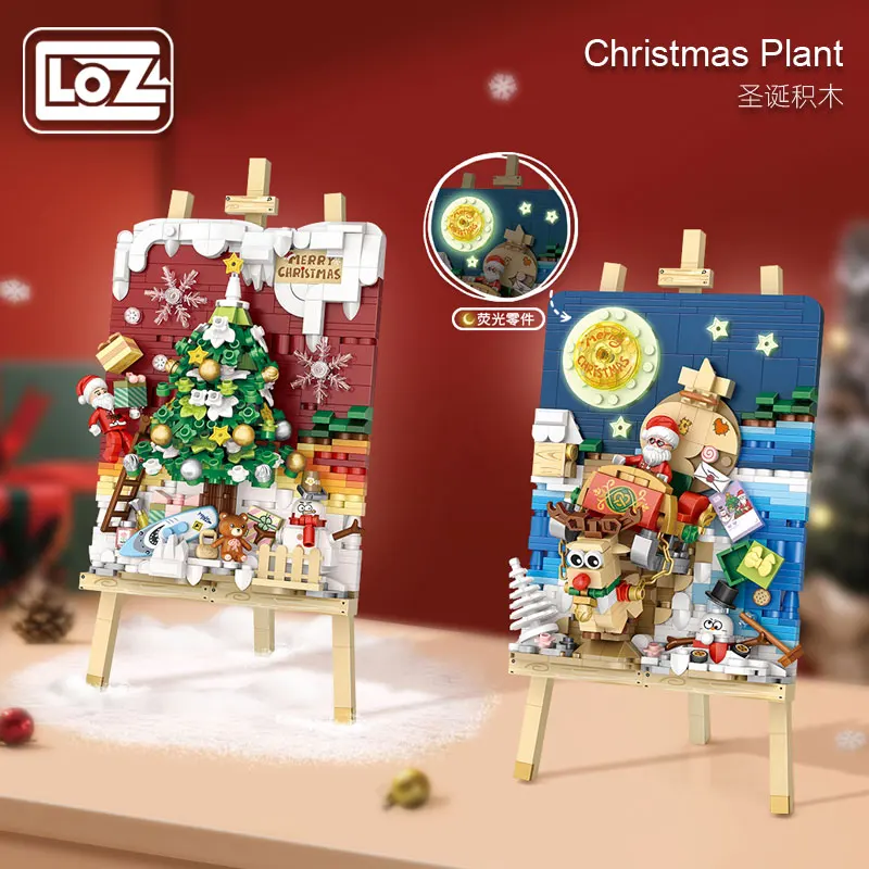 Loz Christmas Stereograph Sledge Christmas Tree Christmas Gift Assembled Toy Assembly Model Children