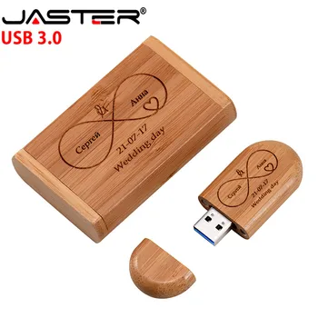 JASTER 3,0 caja de madera + unidad Flash USB 64GB memoria de alta velocidad 32GB unidad de bolígrafo con logotipo gratis 16GB U disco 8GB 4GB regalos de boda