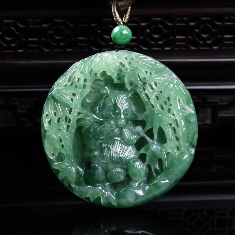 

Natural A-grade jadeite national peace and security thickened three-dimensional precision jade high ice jade pendant