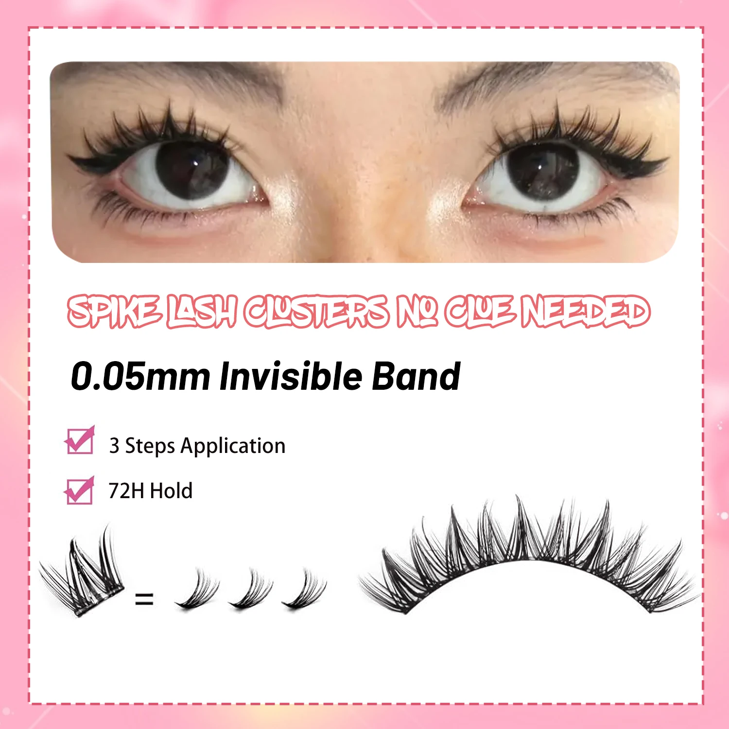 100 قطعة، رموش صناعية ذاتية اللصق على شكل كلاب، رقيق وطبيعي، مع تأثير واقعي على شكل حرف C للاستخدام المنزلي، مناسبة للمبتدئين.