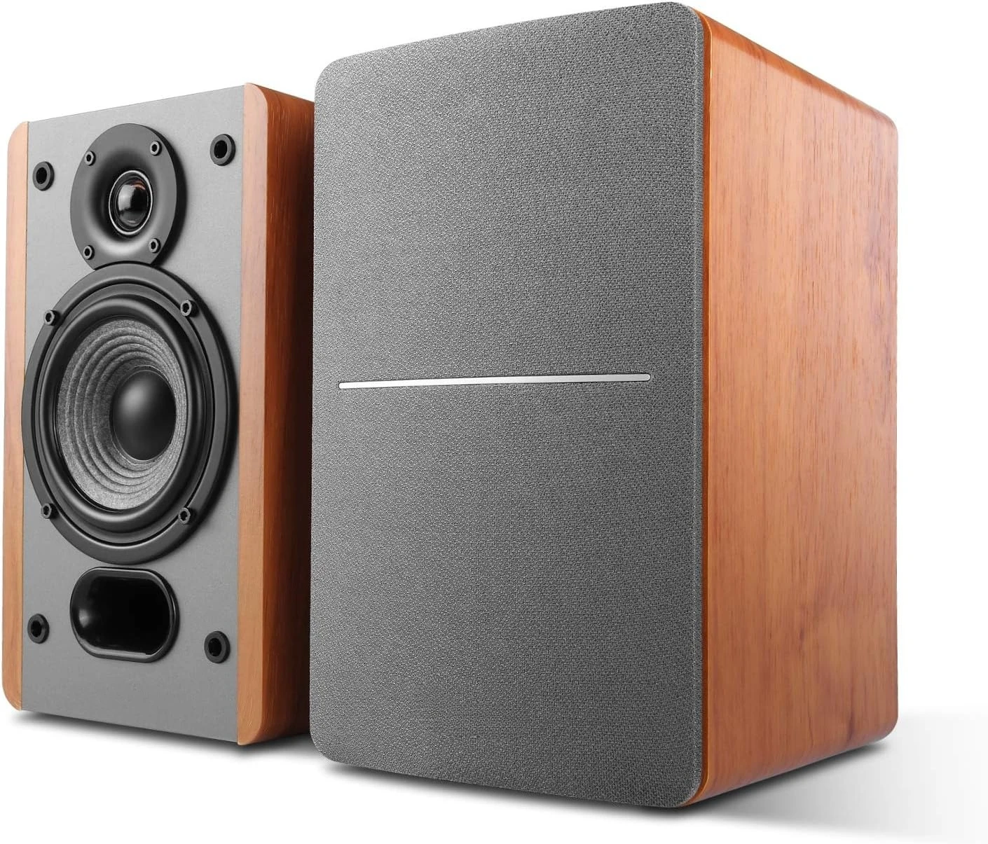 

P12 Passive Bookshelf Speaker - 2-Way Speakers with Built-in Wall-Mount Bracket - Wood Color, Pair - Needs Amplifier or Receiver