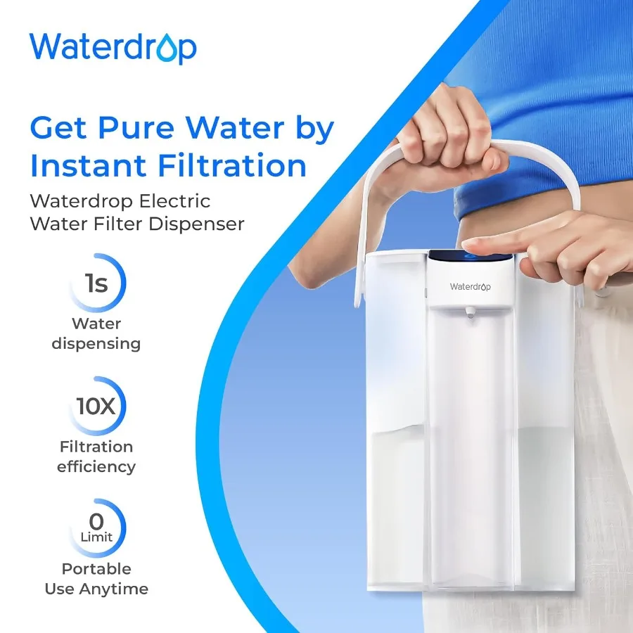 Rechargeable Water Filter Pitcher with NSF/ANSI 4015342372 Certification 6-Month Electric Dispenser Instant 15-Cup Countertop S view 2