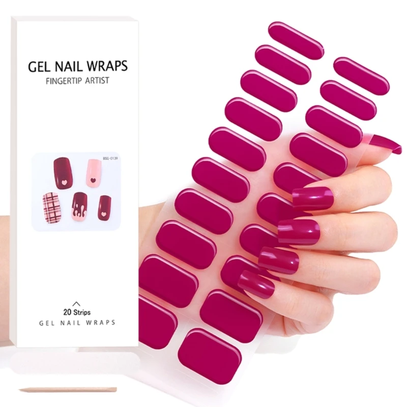 Tiras esmalte gel semicurado, adesivo para arte unhas, cor sólida duradoura, adesivo para unhas, dropship