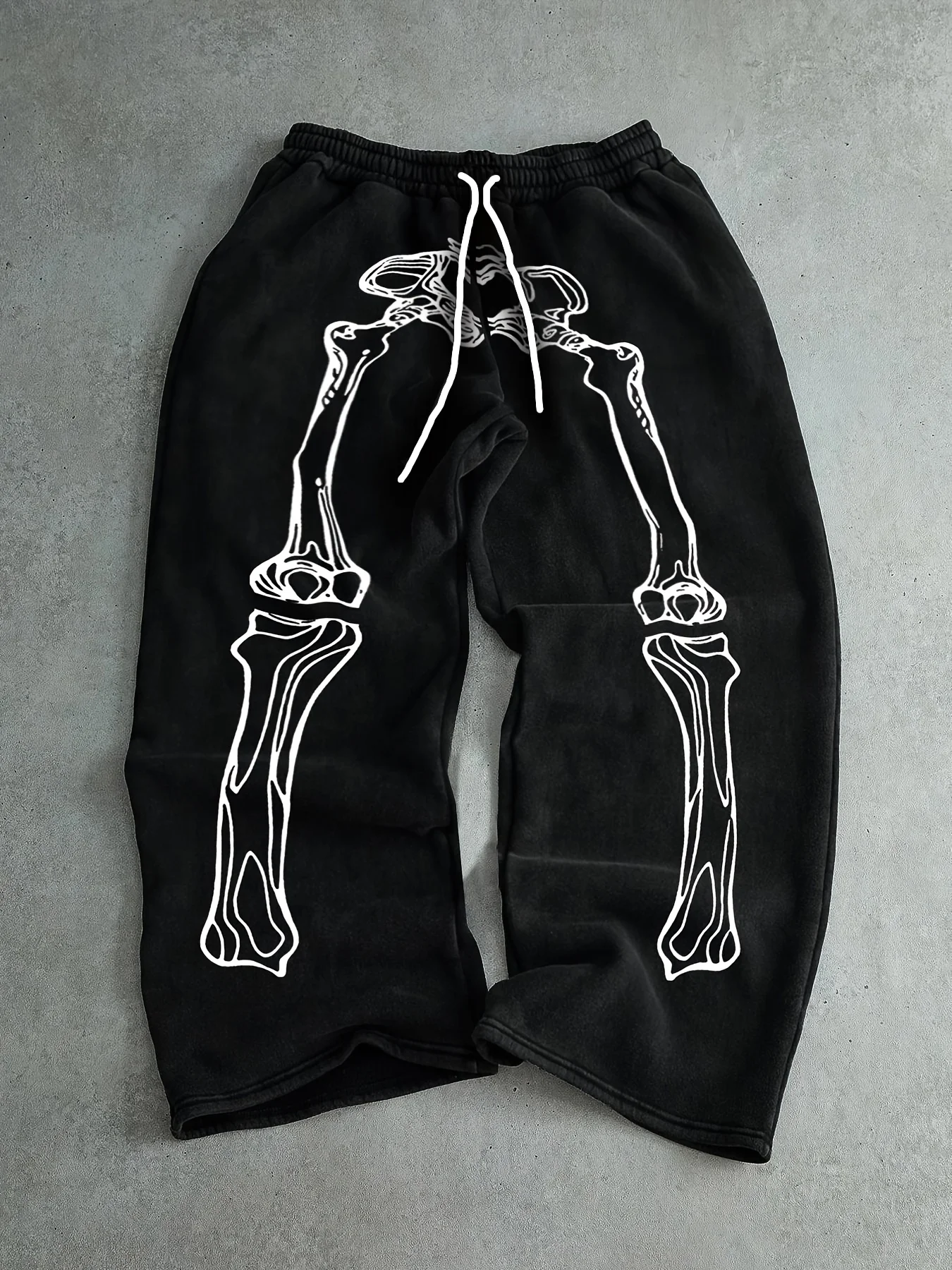 2026 New Style White Skeleton Bone Graphic Sweatpants Waist Loose Trousers Gothic Hip Hop Streetwear Casual Sports Bottoms kids