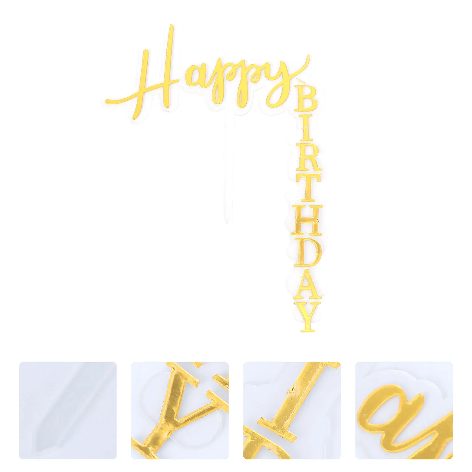 

5Pcs Party Cake Toppers Acrylic English Letters Golden Simple Birthday Cake Decoration Dessert Picks Birthday Party Favor