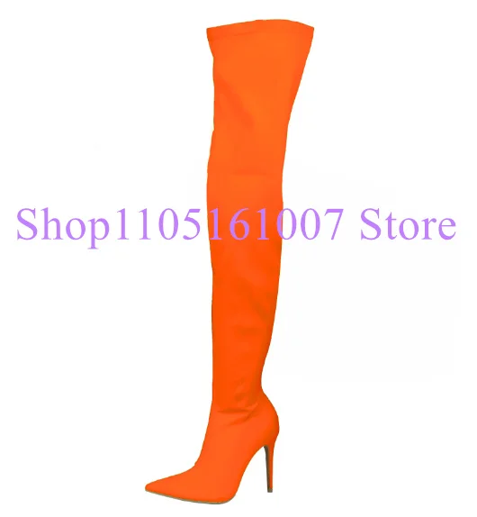 

Elastic Purple Color Long Boots Woman Over-the-knee Boots Thin Heel Lady Booties Hot Fashion Autumn Winter Female Dress Shoes