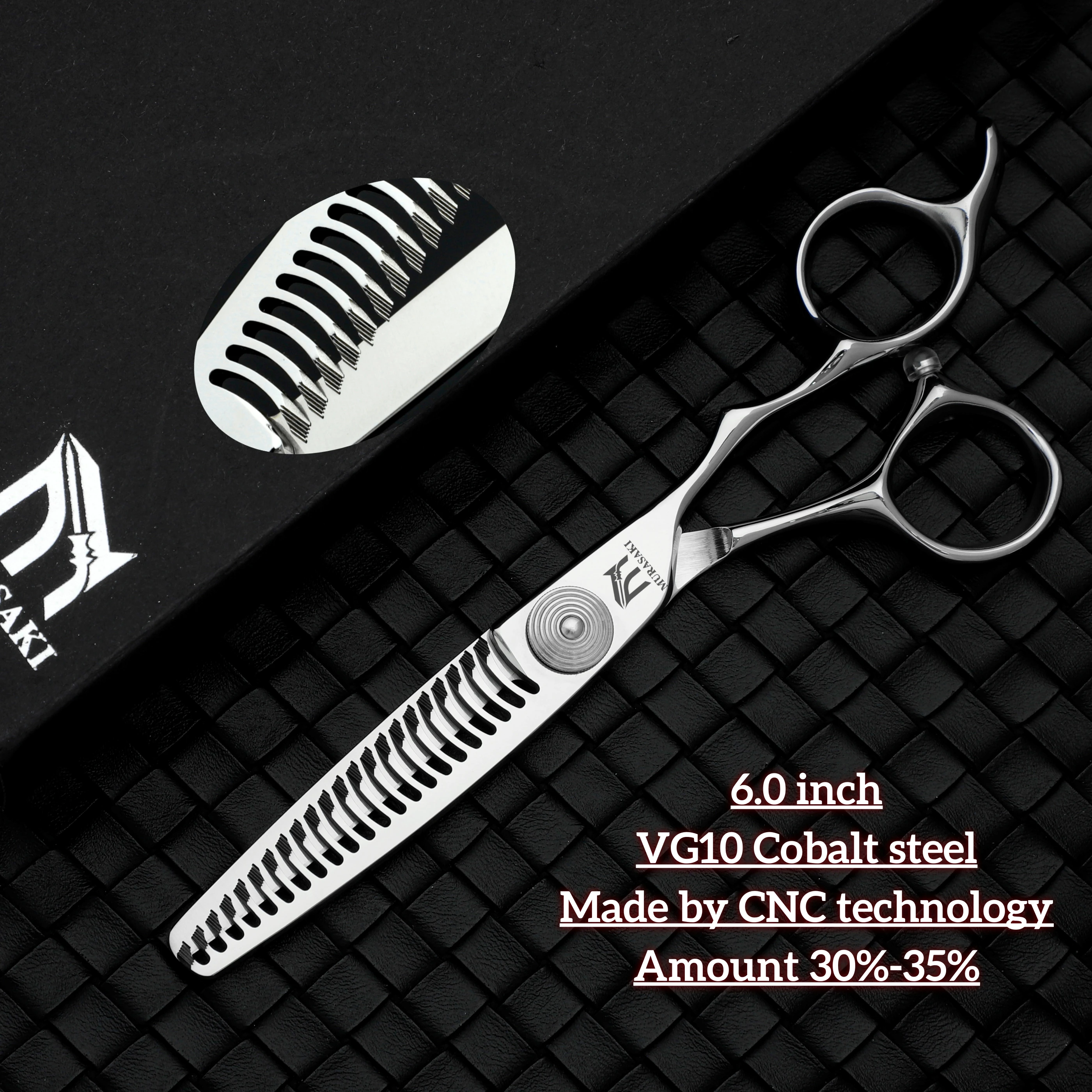MURASAKI Professionelle Haarschere, spezielles Blindloch-Design, hergestellt aus japanischem VG10-Stahl, 6,3 Zoll mit ergonomisch geformtem Griff – Detail 26