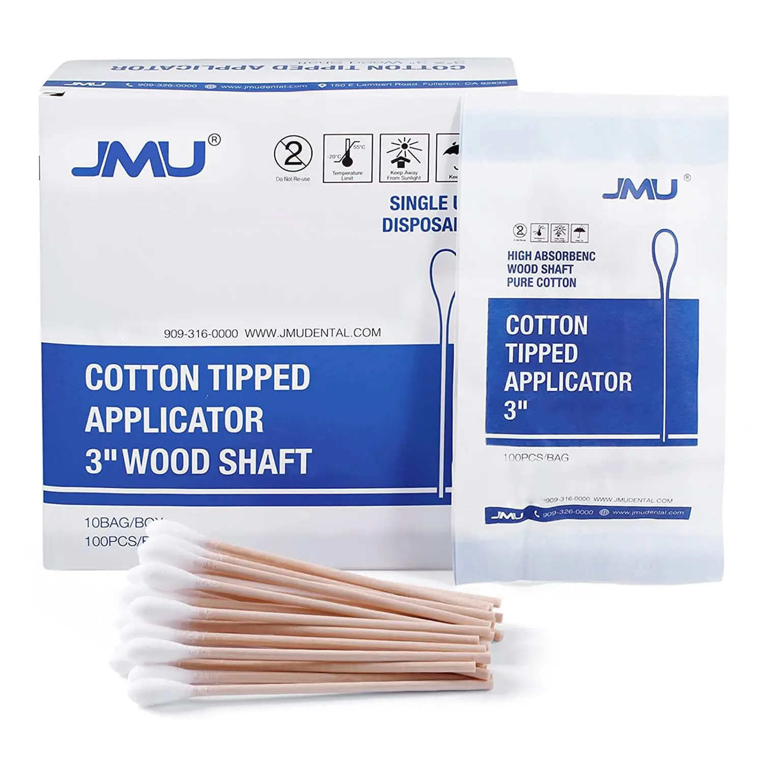 

1000 Count Cotton Swabs with Wooden Sticks - Solid Cotton Heads, High Absorbency, Individual Pouches