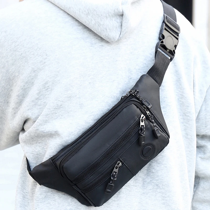 Riñonera para hombre, bolso de pecho para deportes de ocio al aire libre, bolso de hombro de tendencia a la moda, bolso cruzado de gran capacidad impermeable