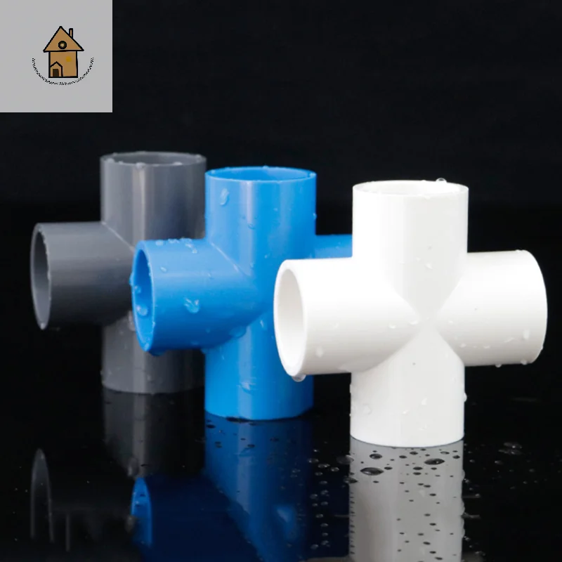 

Direct Pipe Fittings for Aquariums- 5Pcs 20/25/32mm White PVC 4-way Cross Elbow Connectors