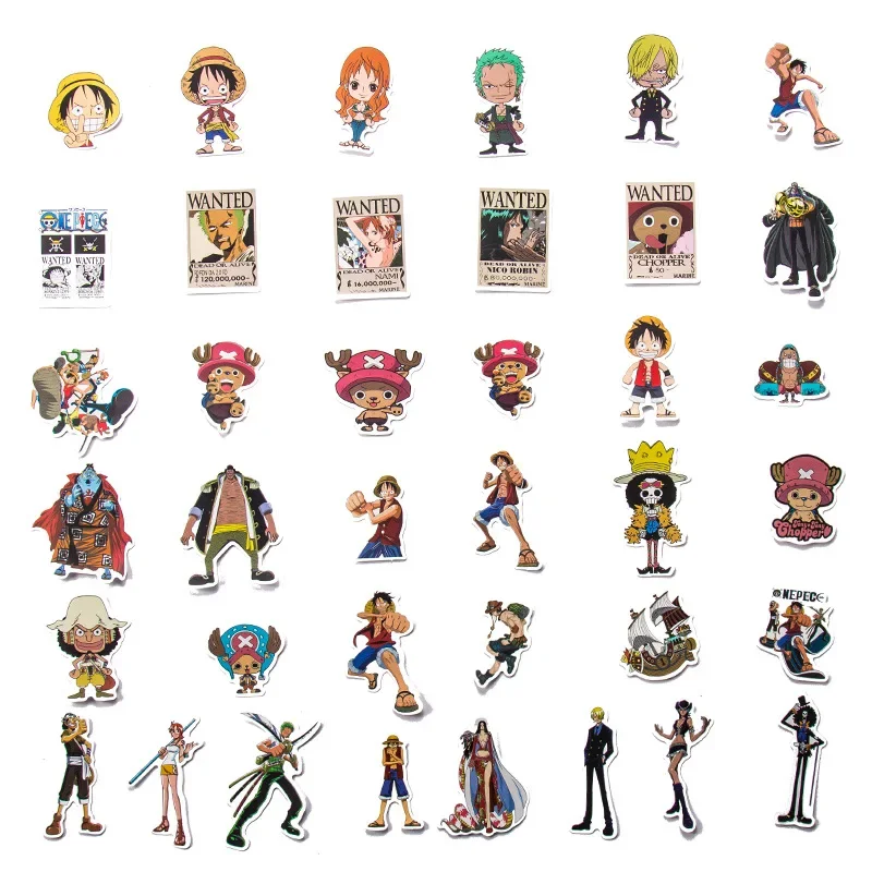 50/100pcs Anime One Piece Stickers Cartoon Water Cup Skateboard Hand Account DIY Cute Phone Waterproof Sticker Decal Kid Toy