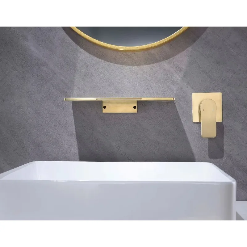 

Латунный смеситель для раковины в отеле, настенный смеситель для раковины из матового золота, высококачественный проект смесителей