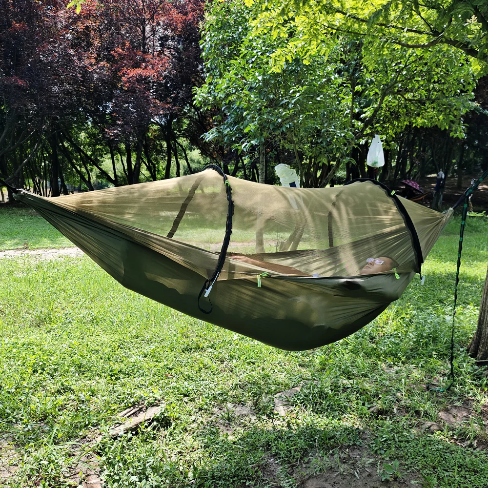 キャンプハンモック蚊帳付き睡眠テントハンモック超軽量ナイロンダブルキャンプ空中テントキャンプアウトドアギア
