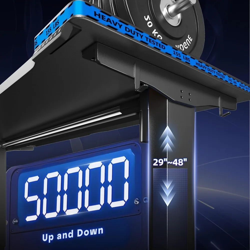 Electric Gaming Standing Desk with LED Lights,48 x 24 Inch Height Adjustable Computer Desk with 3 Memory Preset,Gaming Sit Stand