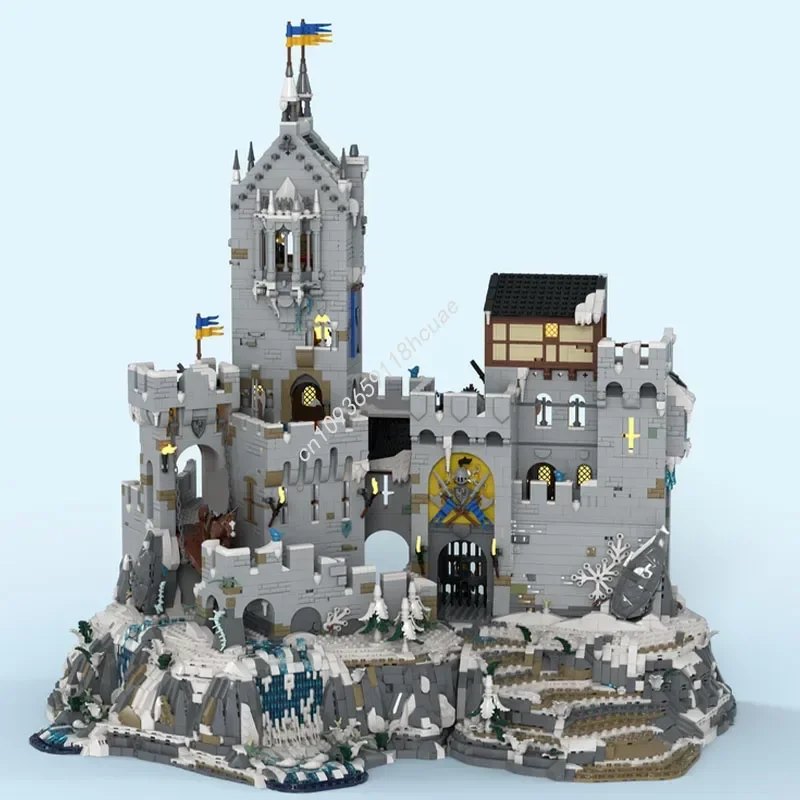 Moc Medieval Modular Mountain Fortress(BASE UPGRADE)CASTLE Model Building Block Diy Creative Assembly Toys Kid Festival Gift