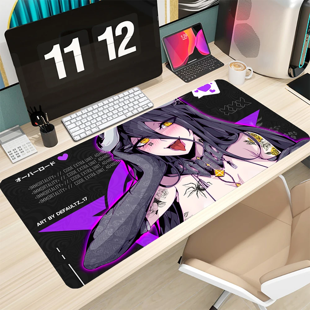 

900x400mm Table Mat Keyboard Lock Edge Mouse Pad Gamer Albedo Anime Sexy Girls Rubber Mat Mausepad Gaming Laptops Pc Accessories