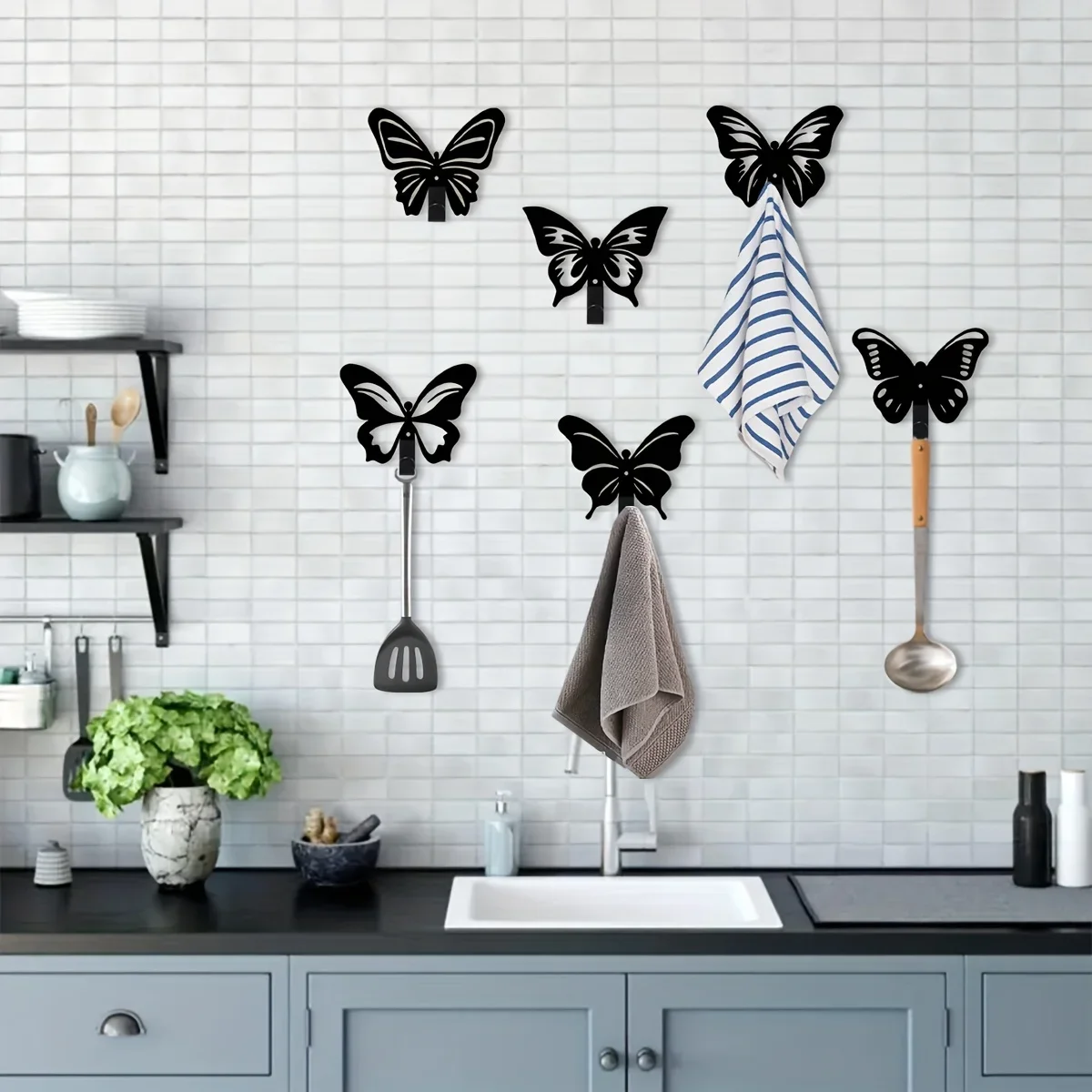 CIFBUY 6pcs Decorative Butterfly Iron Wall Hooks, Animal Metal Wall Decor Gift for Home Organization