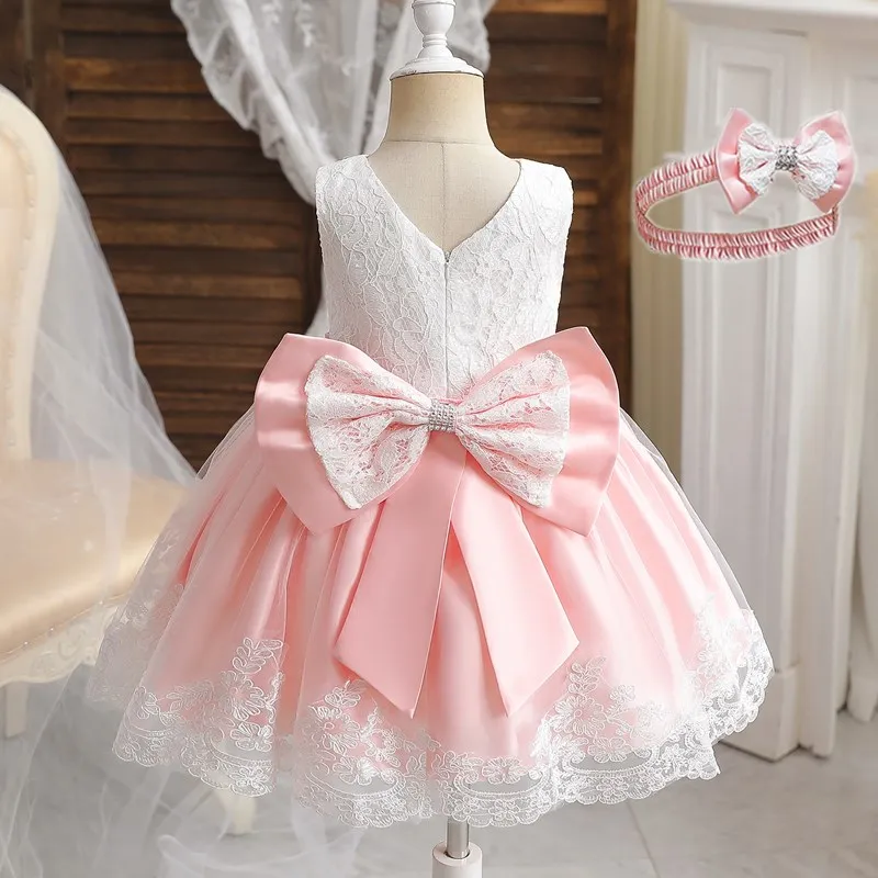 Baby Lace Dress 2024 New Flower Girls Formal Wedding Party Elegant Dresses Christams for Kid Girl Birthday Christening Gown 1-5Y