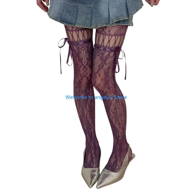 X4YC 女性のガーターベルトタイツ柄網タイツサイハイストッキングタイツハイウエストパンストサスペンダーパンストギフト