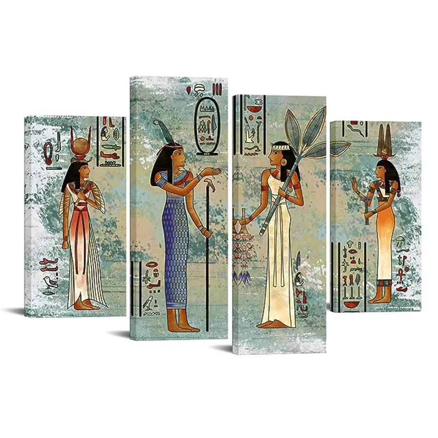 

Diamond Painting of Religious Figures in Ancient Egypt, Drill Square, DIY Diamond Embroidery, Mosaic Round, Home Decor, 4Pcs