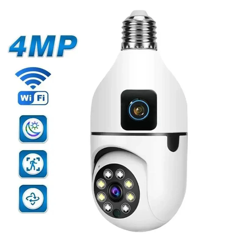 

V380 1080P WIFI Dual Lens Bulb Camera Wireless PTZ IP Camera Video Night Vision Two Way Audio Indoor Network