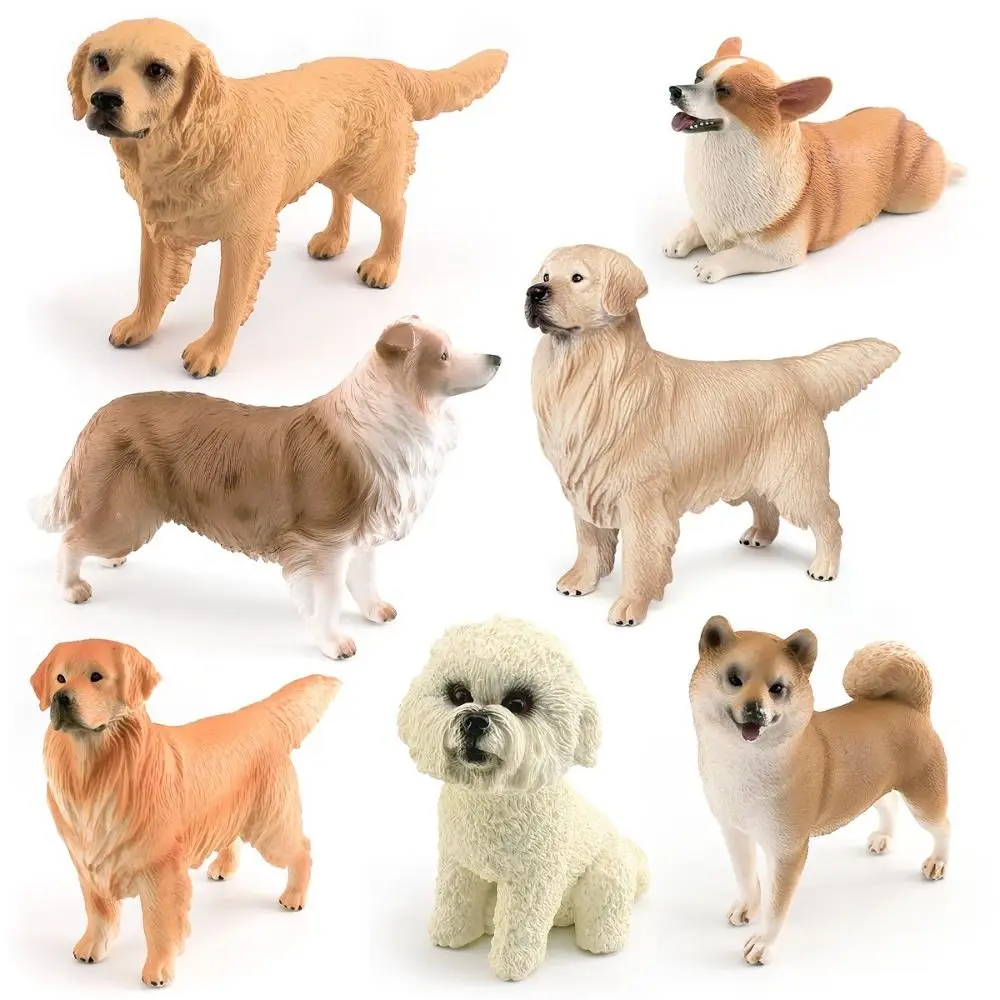 Exquisite PVC Farm Dogs Model Teddy Dog Shiba Inu Corgi Lifelike Realistic Pet Figurines Puppy Action Figures Desktop Ornament
