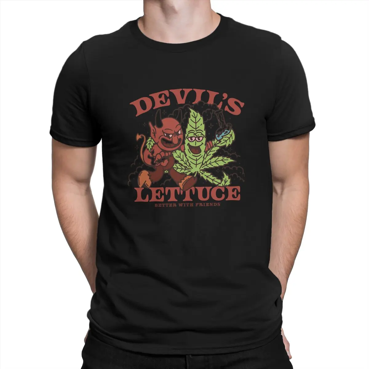 Devil\'s Lettuce O Neck TShirt Weed Marijuana 420 Smoking Classic Polyester T Shirt Man\'s Tops New Design