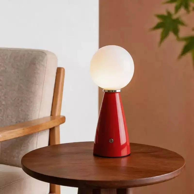 Everbright Store 2026 New Model, Red Cone Top Touch French Light Luxury Atmosphere Soft Light Decorative Desk Lamp