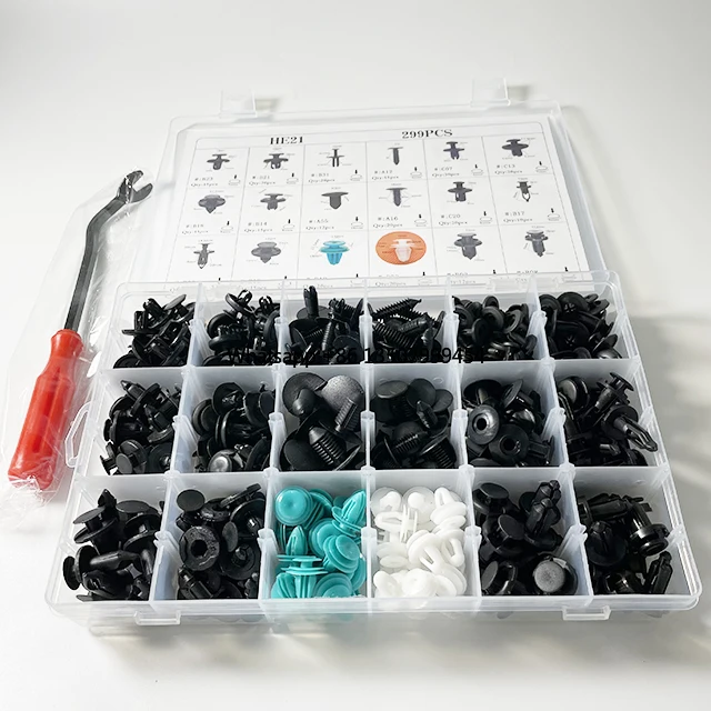 

HE 21 299PCS 18 Kinds of Different Bumper Fastener Auto Body Clips With Car Trim Removable