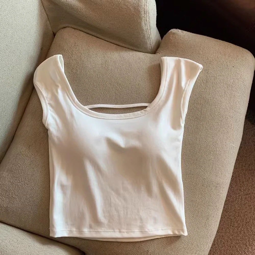 Ladies Polyester Vest Solid Color Casual Backless Design with Wide Shoulder Strap for Summer Beach Yoga Holiday Cycling