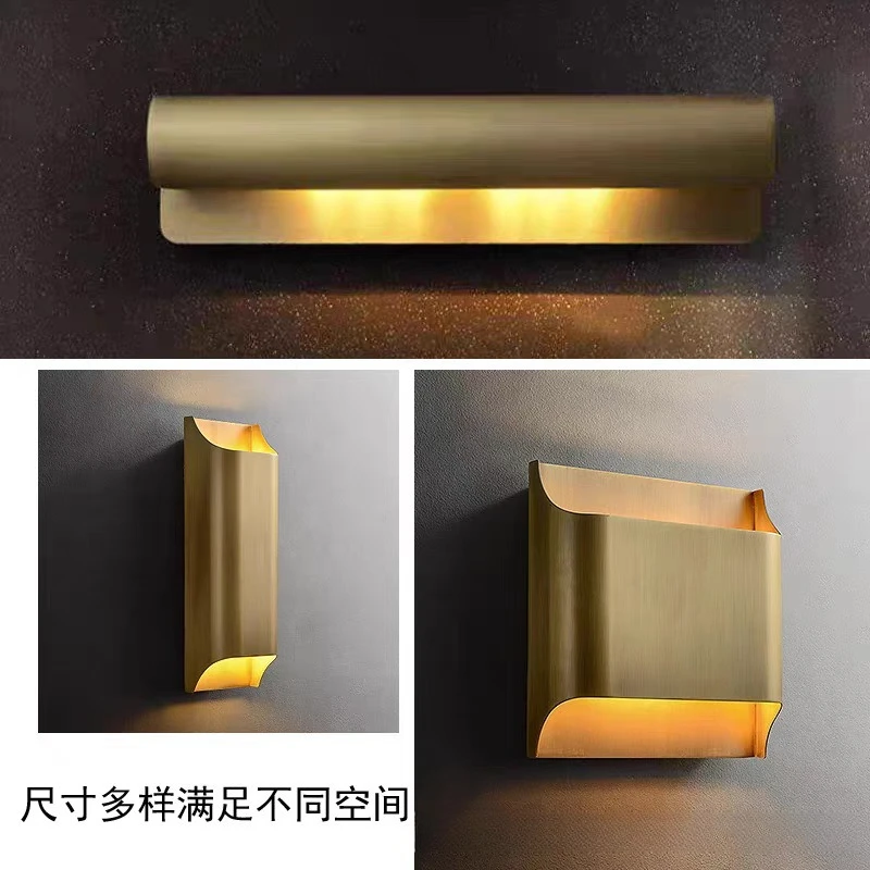 Indoor Solid Copper Luxury Wall Mount LED Lamp Minimalist Creative For Bedroom Bedside Living Room Stair Decor Lamp