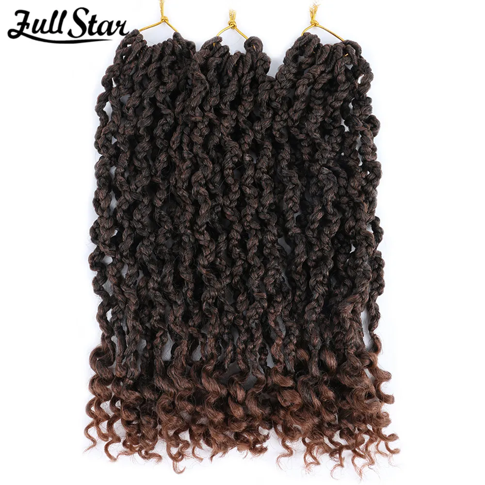 Full Star Crochet Hair Goddess Bohemian Box Braids Curly Ends Synthetic Hook Boho Braids Extensions Ombre Blonde For Women Kids