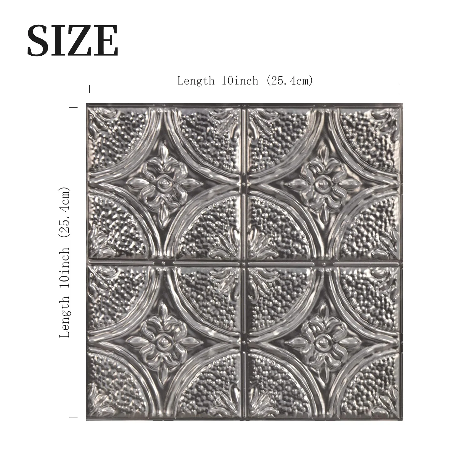 5PCS Peel And Stick Metallic Tile Backsplash 10 Inch X 10 Inch Easy Apply Kitchen Bathroom Decorative Tiles