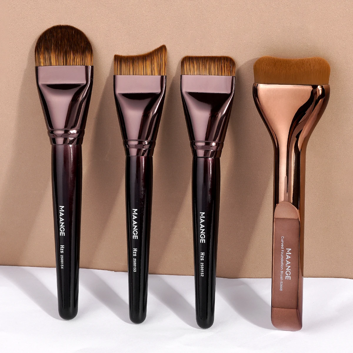 MAANGE-Juego de 4 brochas de maquillaje facial, brocha para base de maquillaje, brocha para mascarilla facial, brocha fina para maquillaje, brocha Kabuki líquida para maquillaje
