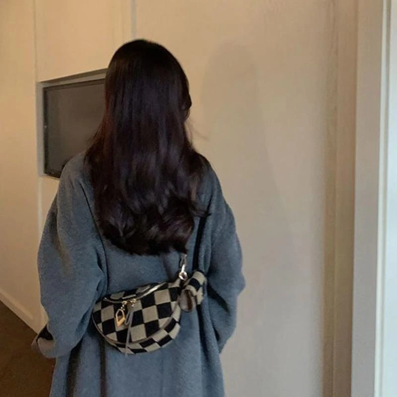 

A3PE Creative Women's Brown Checkered Crossbody Bag Shoulder Bags for Casual Outings