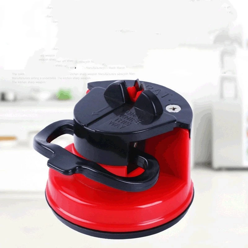 Portable Red Suction Cup Sharpener Tool Suitable Home Kitchen Friut Cut-knife Tool Outdoor Household Sharpener Accessories