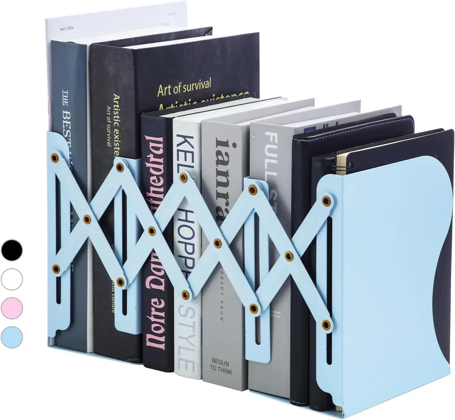 

Adjustable Bookends for Shelves, Metal Book Holder Extends up to 20in, Desk File Organizer for Home Office Classroom Blue