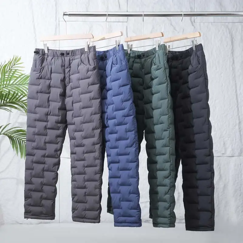 

Мужские уличные лыжные хлопковые брюки, зимние теплые ветрозащитные водонепроницаемые брюки с прямыми штанинами на подкладке, морозостойкие