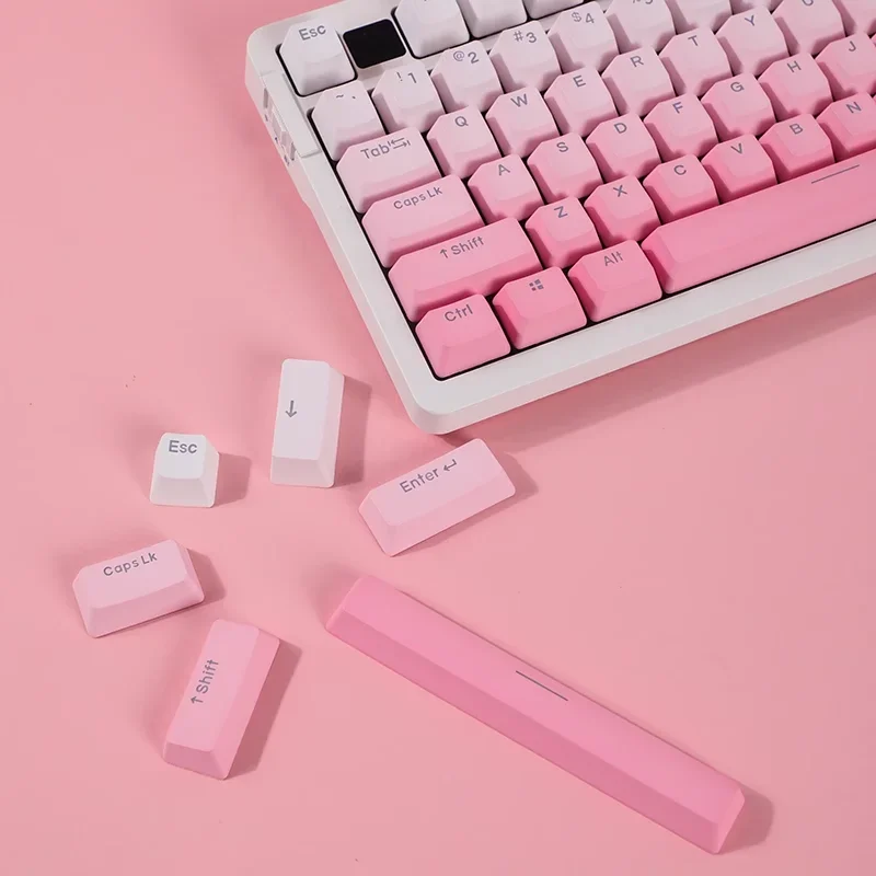 Imagem -03 - Pink Gradiente Pbt Double Shot Keycaps Impressão Lateral Oem Luz de Fundo Brilho Através do Teclado Mecânico Anne Pro Girl 134 Chaves