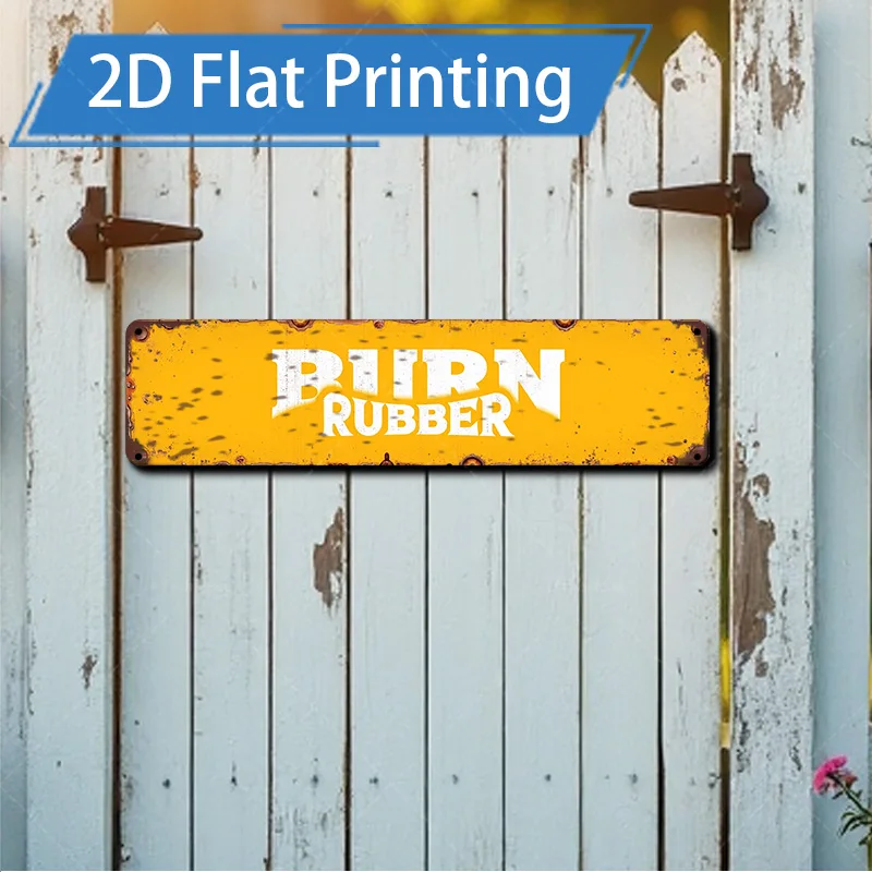 1 قطعة علامة معدنية ، 4x16 بوصة "علامة معدنية عتيقة "مطاط حرق" لديكور المرآب ، فن جداري على الطراز الريفي"