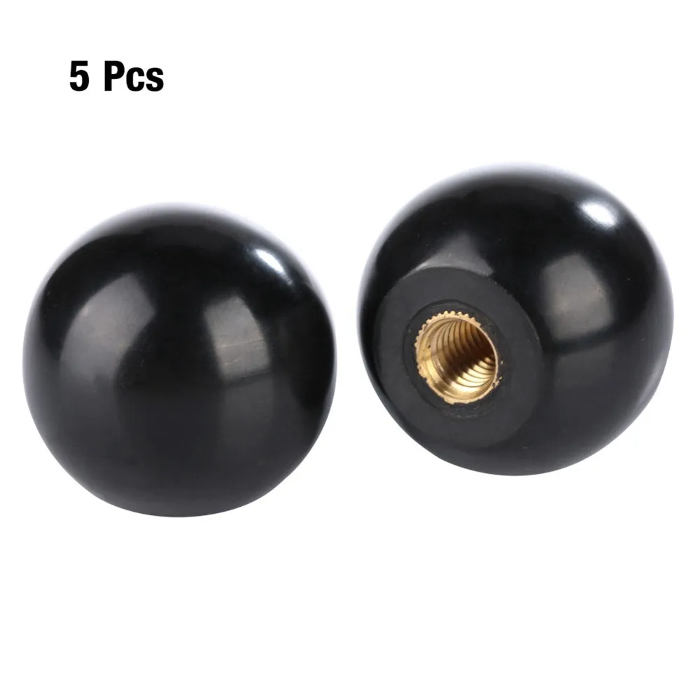 5 pcs Black Threaded Ball Knobs Brass Copper Insert Thermoset Ball Knob Round Shape Screw on Type Operation Ball Handles