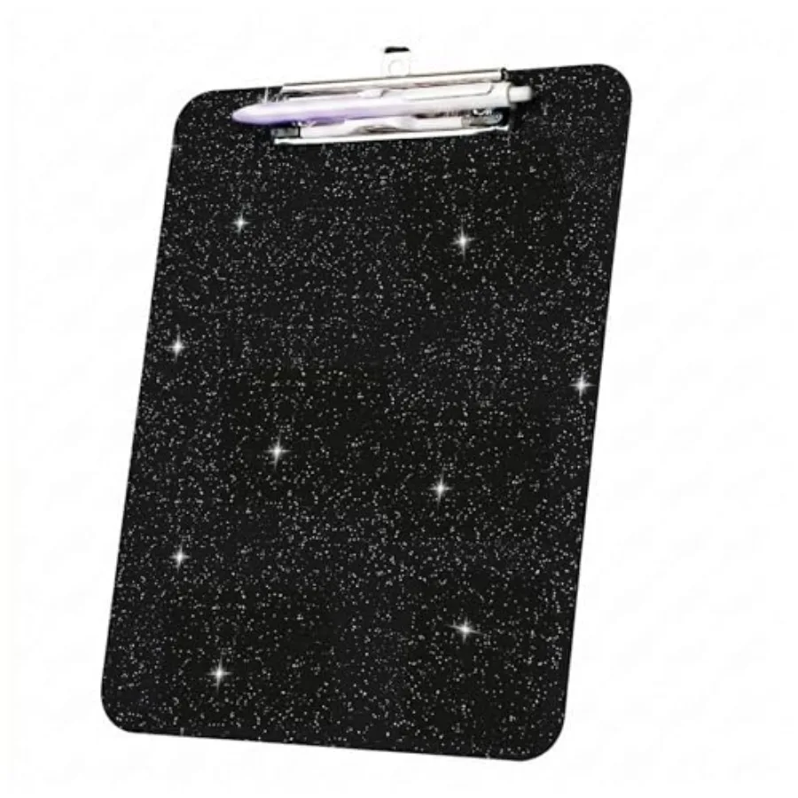 

Clipboard with Pen Holder, Glitter Clip Boards 8.5x11 Heavy Duty, Nursing Clipboards A4 Letter Size, Hanging Plastic Clip Board