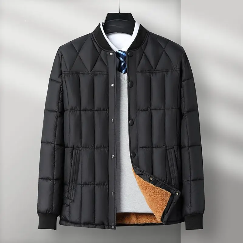 

Men's Plaid Cotton Jacket Winter Lightweight Fleece Warm Stand Collar Parka Casual Windproof Outdoor with Padding Cotton Jacket