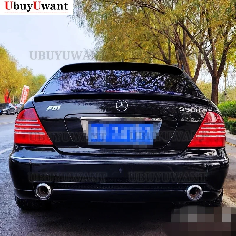 FOR Benz W220 S Class S300 S350 S400 1998-2005 Car FRP UNAPINTED / FRP GLOSSY Black  Rear Trunk Boot Wing Lip Spoiler